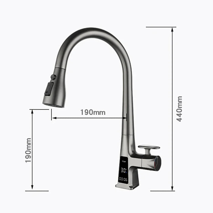 Digital Display Black Kitchen Faucet