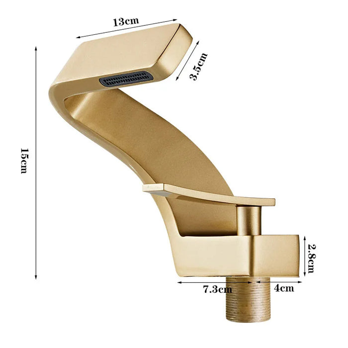 Waterfall Spout Bathroom Faucet - DuoFaucets Product Size Image