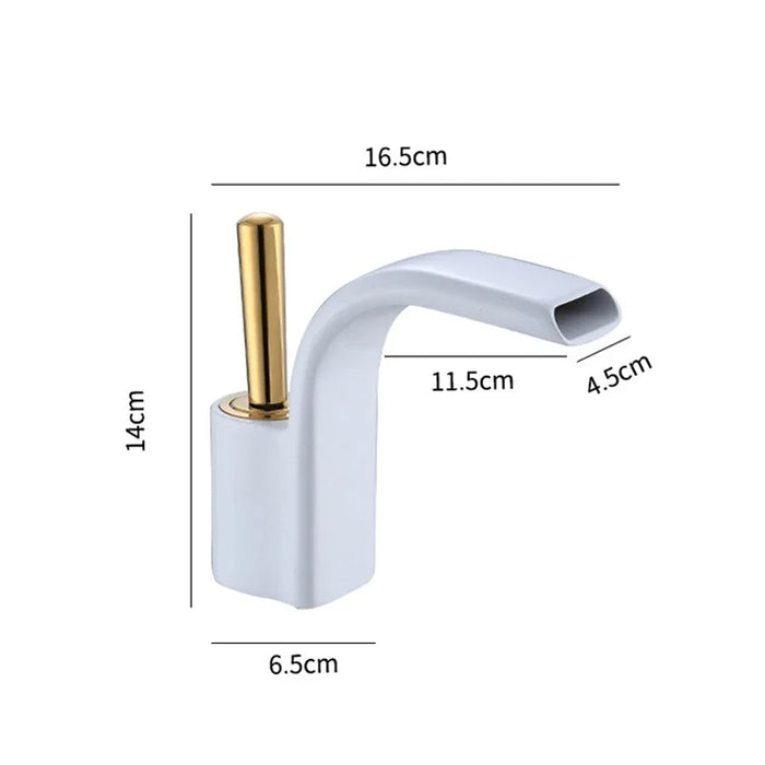 Bathroom Basin Faucet Waterfall Cold and Hot Mixer - DuoFaucets Product Size Image