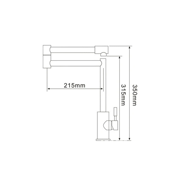 Stainless Steel Lead Free Folding Kitchen Faucet - DuoFaucets Product Size Image