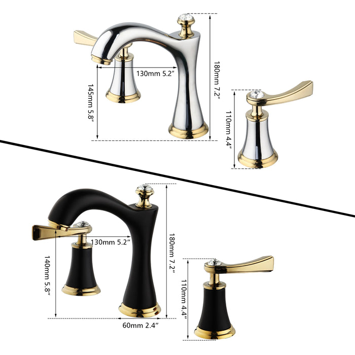 Bathroom Deck Mount Stream Faucet - DuoFaucets Product Size Image