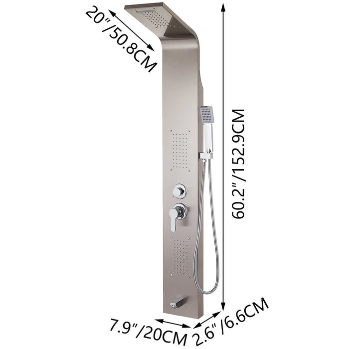 Single Lever Stainless Bathroom Shower - DuoFaucets Product Size Image