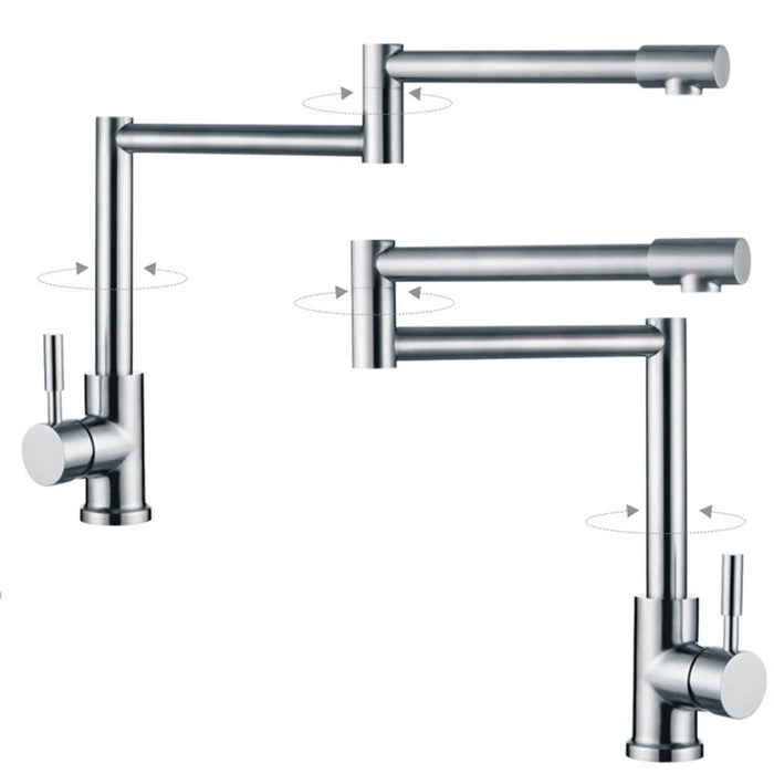 Stainless Steel Lead Free Folding Kitchen Faucet - DuoFaucets Product Image