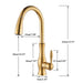 Lever Water Mixer Kitchen Faucet- DuoFaucets Product Size Image