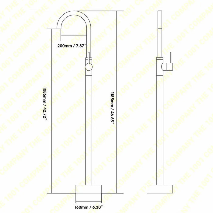 Handle Freestanding Bathtub Filler Faucet - DuoFaucets Product Size Handle Freestanding Bathtub Filler Faucet - DuoFaucets Product Size Image