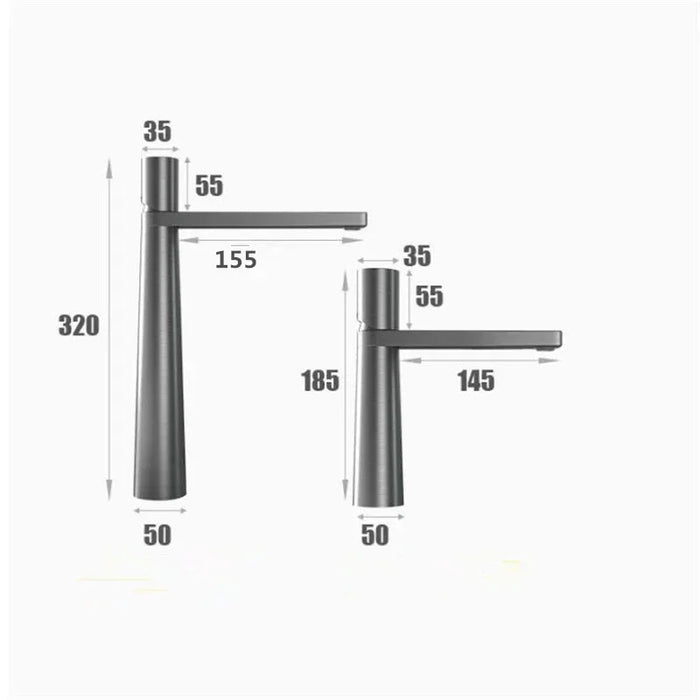 Single Handle Hot and Cold Bathroom Basin Faucet - DuoFaucets Product Size Image