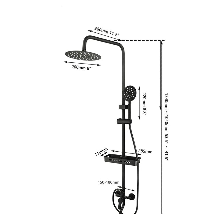 Round Rainfall Bathroom Shower - DuoFaucets Product Size Image