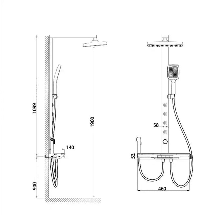 Digital Display Bathroom Shower - DuoFaucets Product Size Image