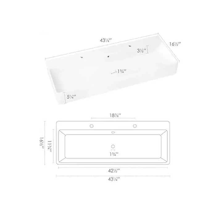 Ceramic Wall Mount bathroom Sink Double Hole Bowl