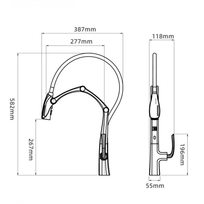 Intelligent Pull Out Kitchen Faucet - DuoFaucets Product Size Image