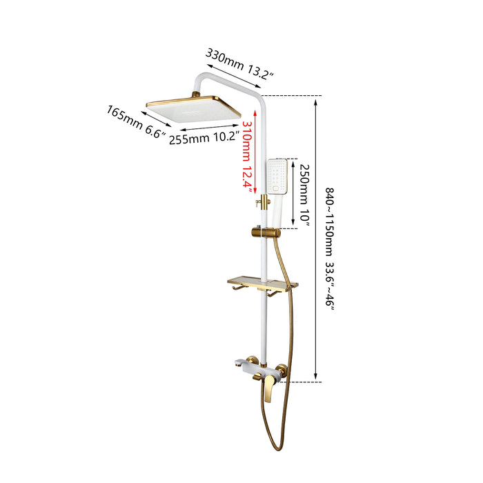 Hot & Cold Rainfall Bathroom Shower - DuoFaucets Product Size Image