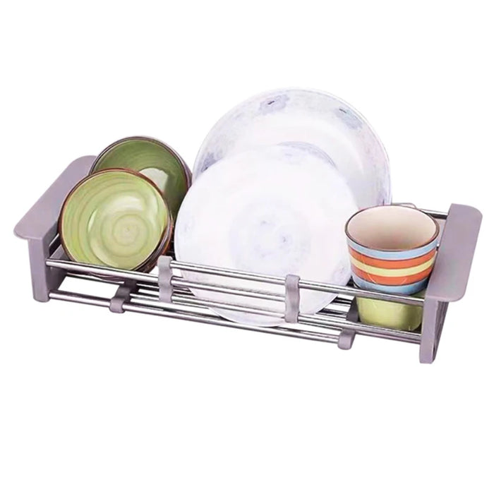 Over Sink Expandable Stainless Steel Dish Rack