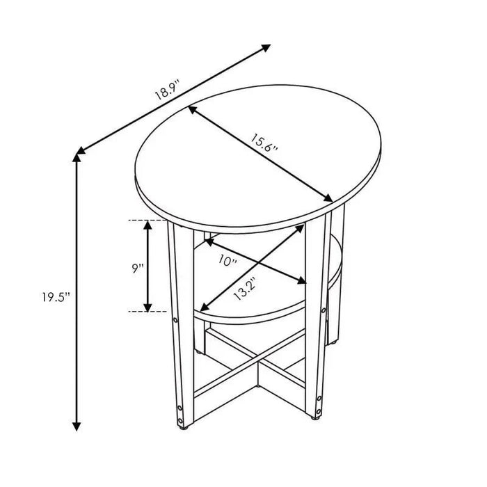 Oval End Table - Size Image