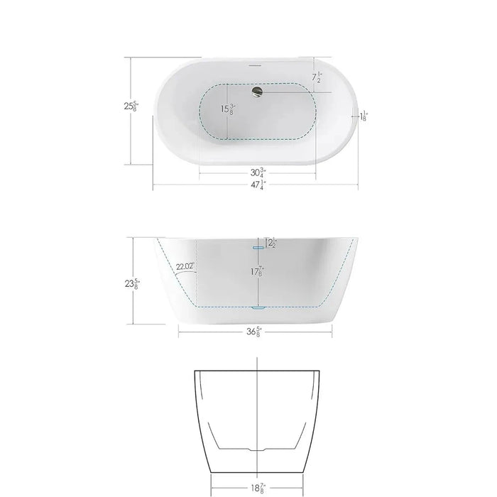 Freestanding Linear Overflow Bathtub