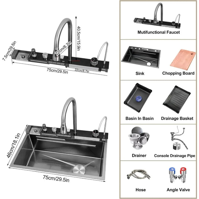 Digital Display Waterfall Drop In Sink