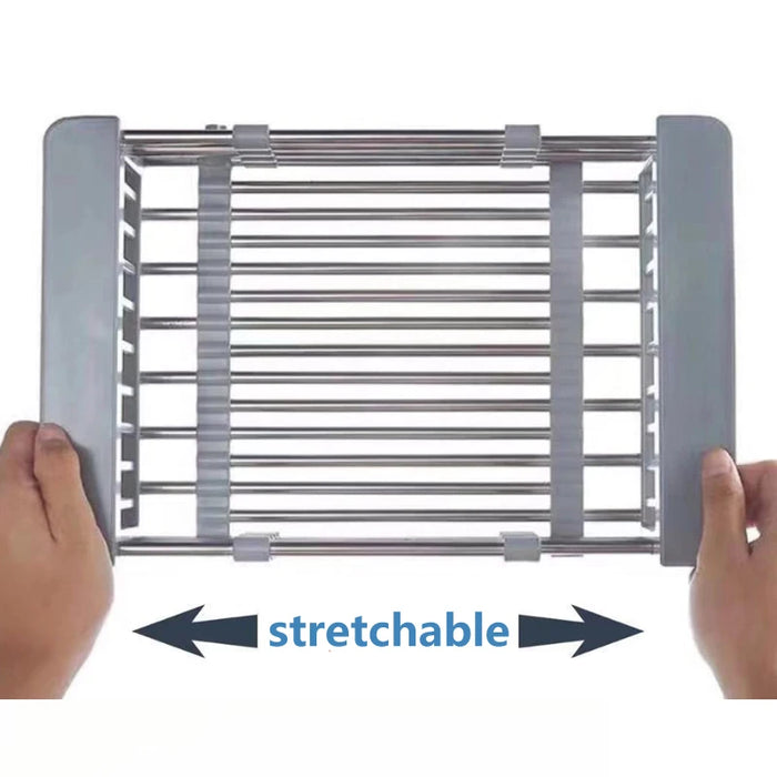 Over Sink Expandable Stainless Steel Dish Rack