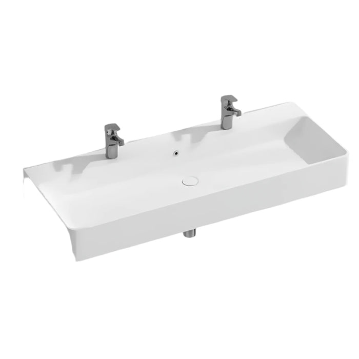 Ceramic Wall Mount bathroom Sink Double Hole Bowl