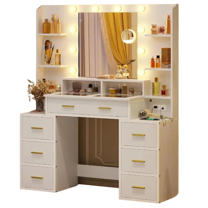 Glass Top Makeup Vanity Table