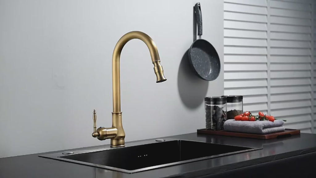 Pull Out Spout Brass Kitchen Faucet - DuoFaucets Product Video