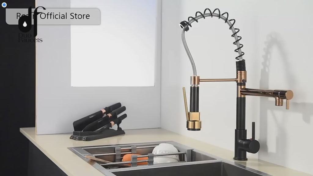 LED Light Pull Down Spring Kitchen Faucet - DuoFaucets Product Video